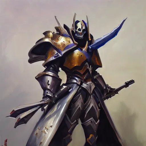 Image similar to greg manchess portrait painting of armored ainz ooal gown as overwatch character, medium shot, asymmetrical, profile picture, organic painting, sunny day, matte painting, bold shapes, hard edges, street art, trending on artstation, by huang guangjian and gil elvgren and sachin teng
