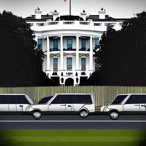 Prompt: the fbi surrounding the white house. digital art.