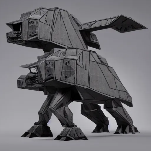 Image similar to a fusion between the tarrasque and an AT-AT, flat grey color, CG