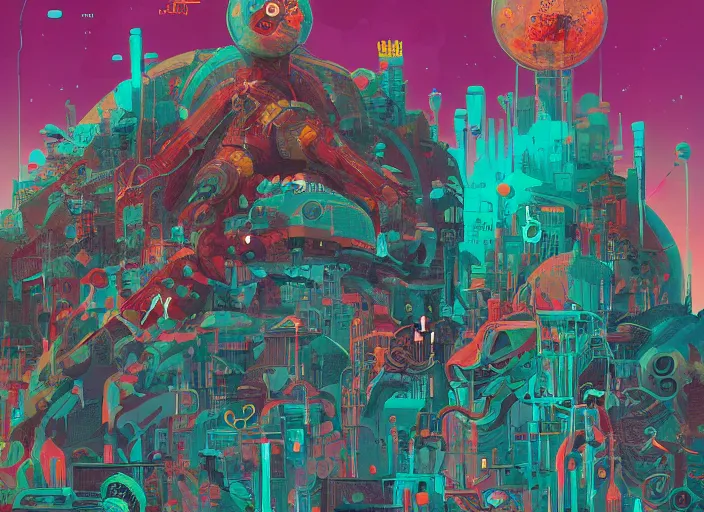 Prompt: biopunk kingdom by android jones and petros afshar, tom whalen, james gilleard