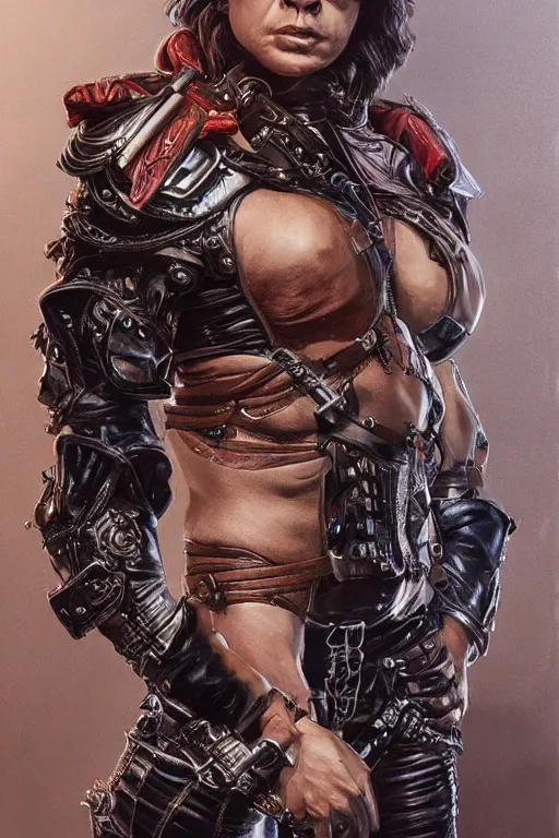 Image similar to muscled Danny Devito as a ruggedly handsome heroine , dressed in biker leather, intricate, elegant, highly detailed, centered, digital painting, artstation, concept art, smooth, sharp focus, illustration, art by artgerm and donato giancola and Joseph Christian Leyendecker, Ross Tran, WLOP