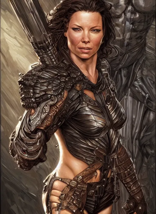 Prompt: very muscled Amazon Evangeline Lilly as a ruggedly mean looking heroine, intricate, elegant, highly detailed, centered, digital painting, artstation, concept art, smooth, sharp focus, illustration, art by artgerm and donato giancola and Joseph Christian Leyendecker, WLOP