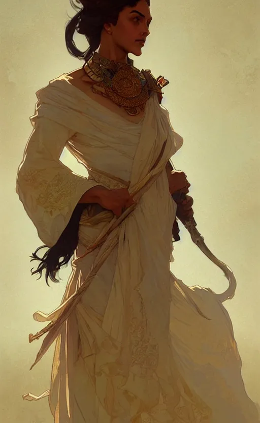 Image similar to a personification of the country Oman, highly detailed, digital painting, artstation, concept art, sharp focus, illustration, art by greg rutkowski and alphonse mucha