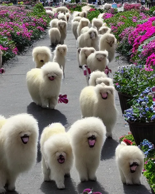 Prompt: floofs on parade, tourist photo