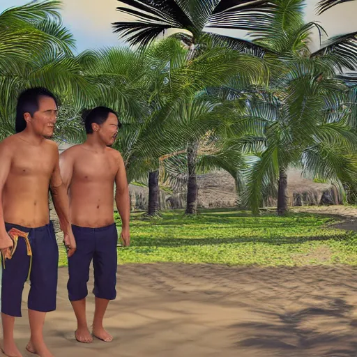 Image similar to hawaiian - filipino - portuguese people living in hawaii, 4 k photorealism