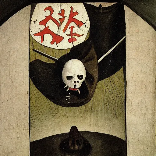 Image similar to Shinigami, painting by Hieronymus Bosch