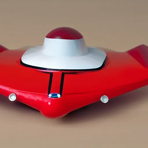 Image similar to 1970s red sporty electric flying hovercar 35mm 8k product photo