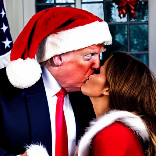 Image similar to donald trump kissing santa clause