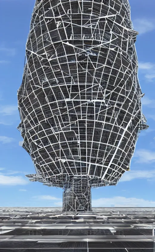 Prompt: A view of the space elevator megastructure from the ground, massive scale