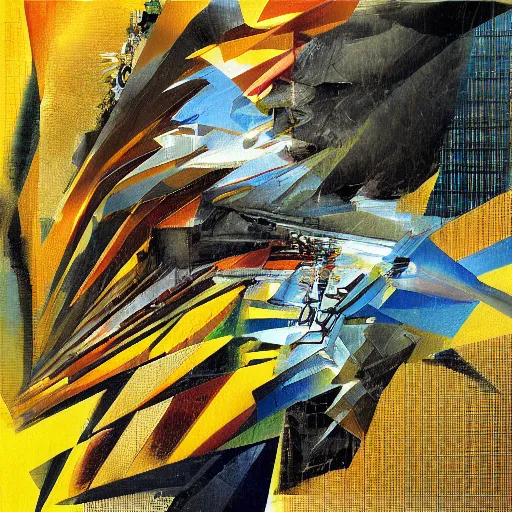 Prompt: the progressive rasterization of a bird, from a mechanical one into a pixel one, golden - blue oil on canvas by dave mckean and yoji shinkawa and roberto matta