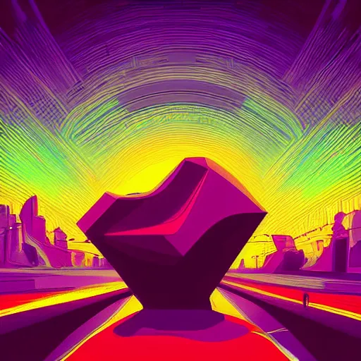 Image similar to psychedelic abstract digital artwork reminiscent of album covers from the 70's in the art style of Alena Aenami, Marcel Marcel and Metzinger