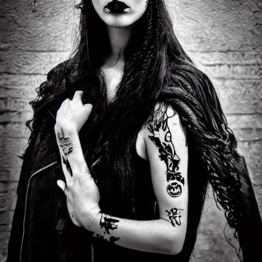 Image similar to a woman version of jesus christ. pretty. goth. cyberpunk. emo. pretty. trending detailed. photography.