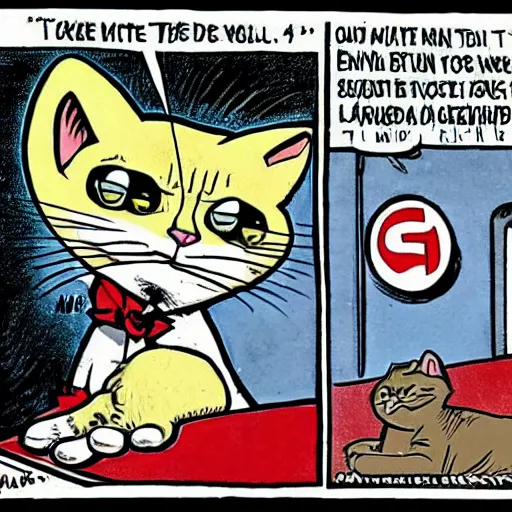 Image similar to donald trump as a cat in the comic maus by art spiegelman