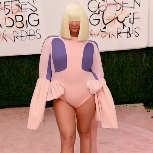 Prompt: sia furler wearing a skin colored peach leotard full body artistic photoshoot pose from behind