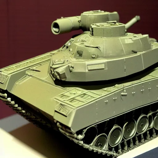 Prompt: a model of a abrams like tank, in the center of the image, tank has a large solid cannon, full view of the tank including cannon, strategy game