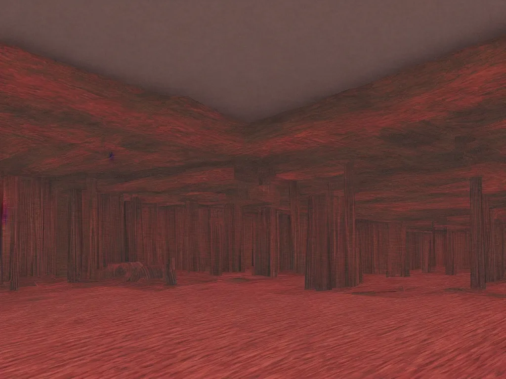 Image similar to Twin Peaks red room as a PS1 game landscape