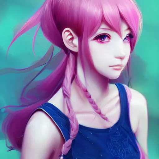 Image similar to anime teen girl, pink hair, gorgeous, amazing, elegant, intricate, highly detailed, digital painting, artstation, concept art, sharp focus, illustration, art by Ross tran