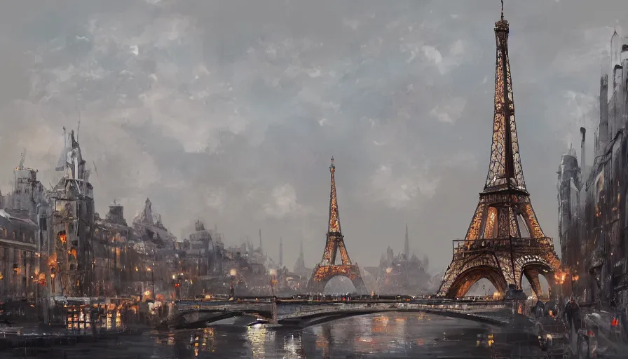 Image similar to paris, concept art by jama jurabaev, extremely detailed, trending on artstation, high quality, brush stroke