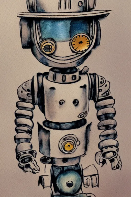 Image similar to rosie the robot steampunk style watercolor matte