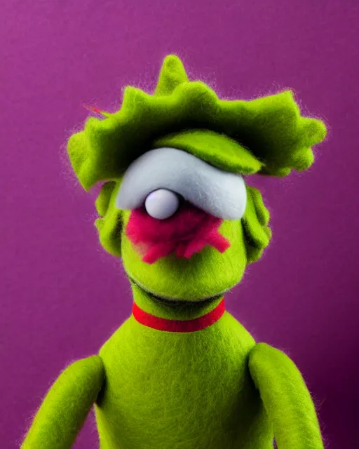 Image similar to joel miller as a muppet. highly detailed felt. hyper real photo. 4 k.