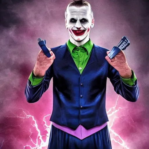 Image similar to Nikola Jokic as the joker, still from the Batman film