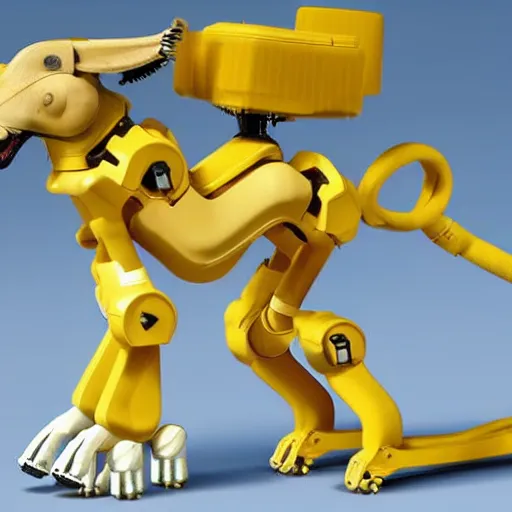 Image similar to realistic quadruped robot with banana launchers