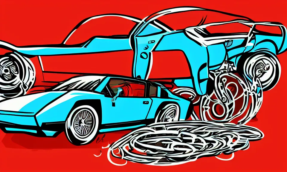 Prompt: pop art illustration of a lamborghini, adobe illustrator