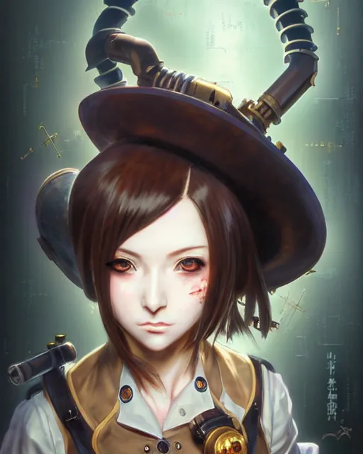 Image similar to portrait Anime Girl steampunk cute-fine-face, pretty face, realistic shaded Perfect face, fine details. Anime. Bioshock steampunk realistic shaded lighting by katsuhiro otomo ghost-in-the-shell, magali villeneuve, artgerm, rutkowski Jeremy Lipkin and Giuseppe Dangelico Pino and Michael Garmash and Rob Rey