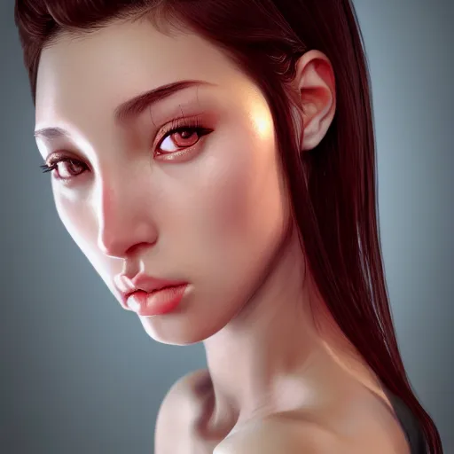 Image similar to portrait of a gorgeous young woman, indonesian face, illustration, au naturel, hyper detailed, digital art, trending in artstation, cinematic lighting, studio quality, smooth render, unreal engine 5 rendered, octane rendered, art by hajime sorayama h 4 0 0