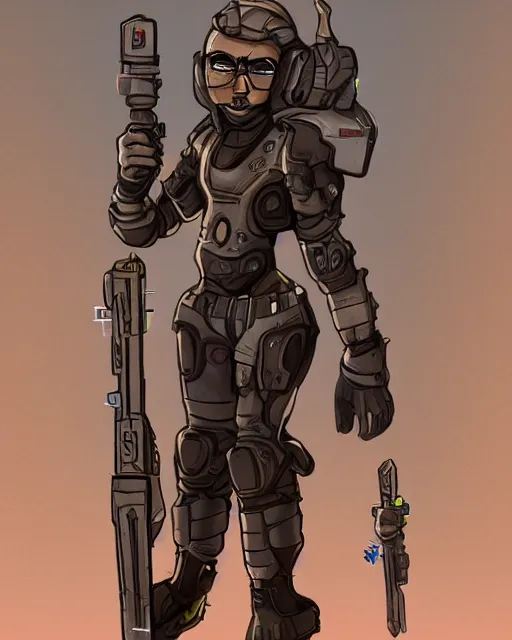 Prompt: sci fi goblin girl holding a laser rifle, concept art, full body