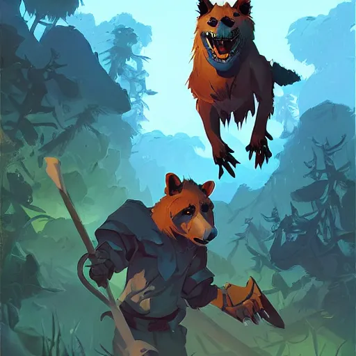 Image similar to painting gnoll raiding party smooth median photoshop filter cutout vector, behance hd by jesper ejsing, by rhads, makoto shinkai and lois van baarle, ilya kuvshinov, rossdraws global illumination