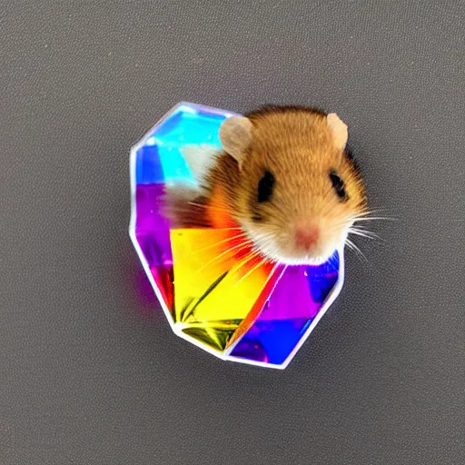 Image similar to rainbow crystal in the shape of a hamster 8k