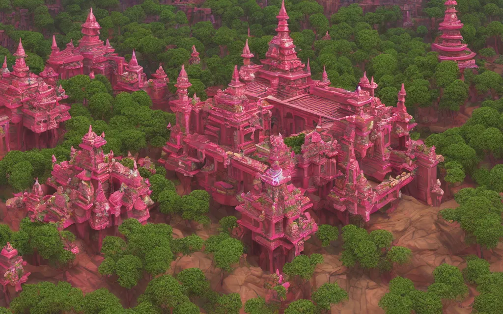 Image similar to a beautiful fractal ruby palace by Julius Horsthuis and Lee Madgwick, 4k resolution, detailed, trending on artstation