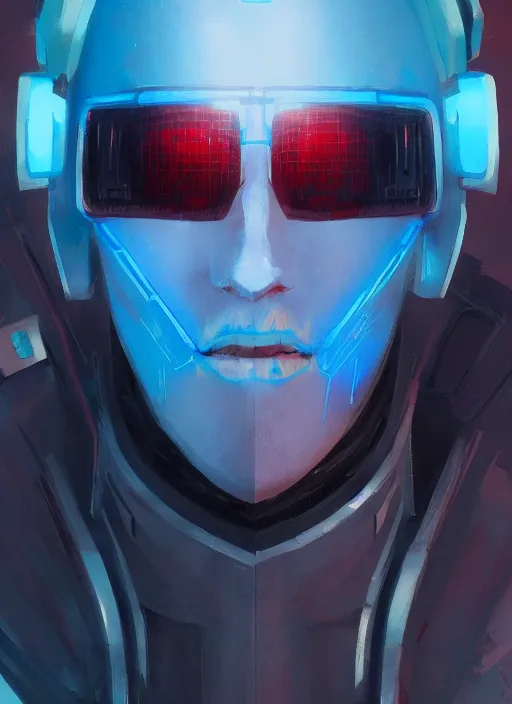 Image similar to concept art close up blue cyberpunk character, by shinji aramaki, by christopher balaskas, by krenz cushart