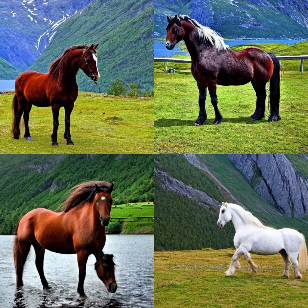 Prompt: norwegian Fjord horse