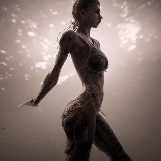 Image similar to full body pose, hyperrealistic photograph of stunning woman, dim volumetric lighting, 8 k, octane beautifully detailed render, extremely hyper detailed, intricate, epic composition, cinematic lighting, masterpiece, trending on artstation, very very detailed, stunning, hdr, smooth, sharp focus, high resolution, award, winning photo, dslr, 5 0 mm