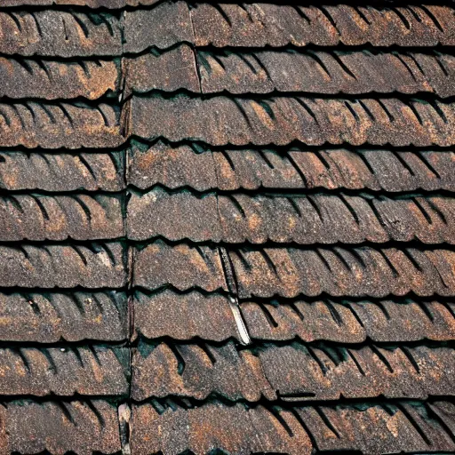 Image similar to a topdown texture of an old abandoned ruined tile roof