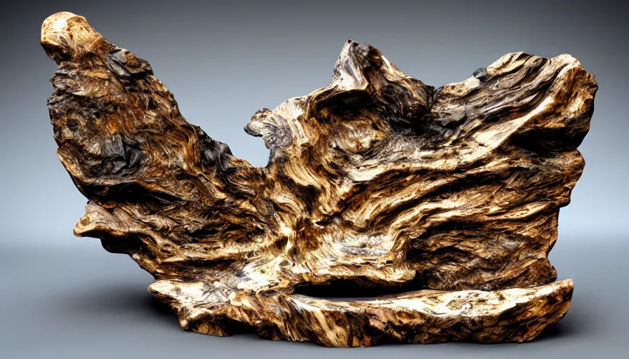 Image similar to frank miller style petrified wood slab aquatic horror shape diablo canine rendered extremely detailed