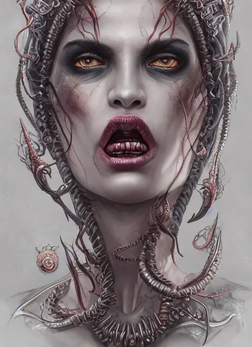 Prompt: a hyper detailed face portrait of the queen of blades, diablo 4 lilith, sideshow figurines, cthulu, by tom bagshaw, artgerm, dorian cleavenger, greg rutkowski, wlop, astri lohne, zdzisław beksinski trending on artstation