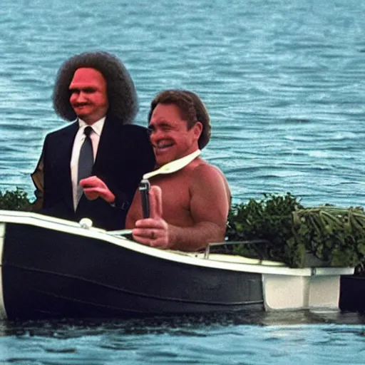 putin as old gregg ) ) with a mangina, on a boat Stable Diffusion