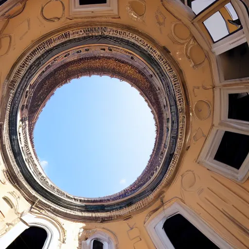 Prompt: the camera is aimed at a girl dressed in a short skirt, view from below