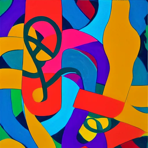 Image similar to abstract, rubber duck painting in the style of frank stella!, celtic knot patterns,