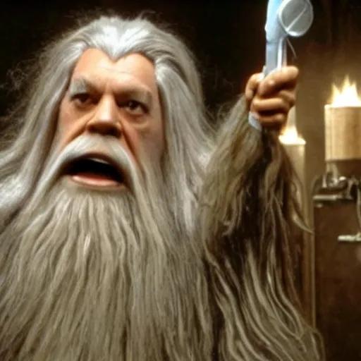 Image similar to gandalf as chewbacca, shampoo commercial, shampoo advertisement