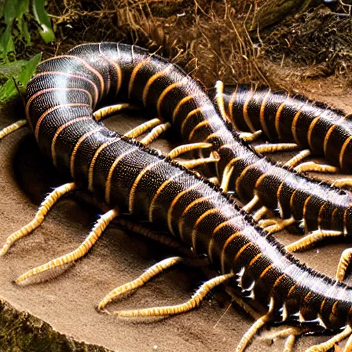 Image similar to man sized centipede exhibit at a zoo realistic photo,