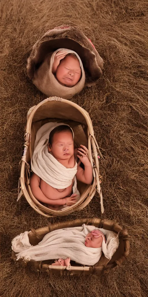 Prompt: Owens Valley Paiute girl and baby in traditional cradle board, unreal 5, hyper realistic, realistic, photo realistic, dynamic lighting, highly detailed, cinematic landscape, studio landscape, studio lighting