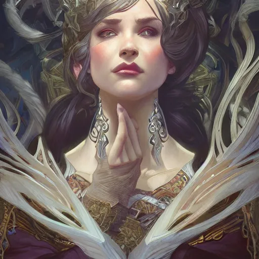 Image similar to Wow, D&D, fantasy, intricate, elegant, highly detailed, digital painting, artstation, concept art, matte, sharp focus, illustration, hearthstone, art by Artgerm and Greg Rutkowski and Alphonse Mucha