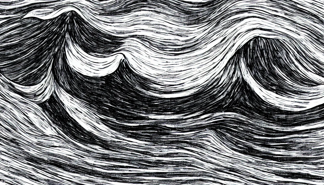 Prompt: ocean wave, minimalist line drawing