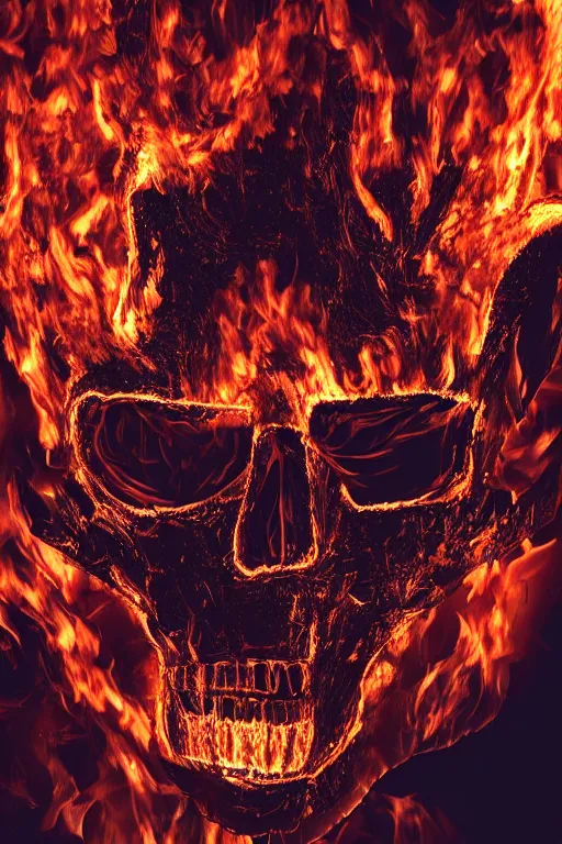 Image similar to detailed matte portrait of a t 8 0 0 endoskeleton shrouded in fire and burning embers, intricate, elaborate, specular, chrome, reflection, chromatic abberation