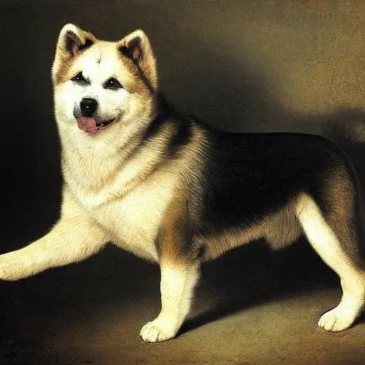 Prompt: Akita dog by Rembrandt