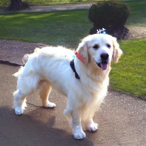 Image similar to a golden retriever who's a ghostbuster